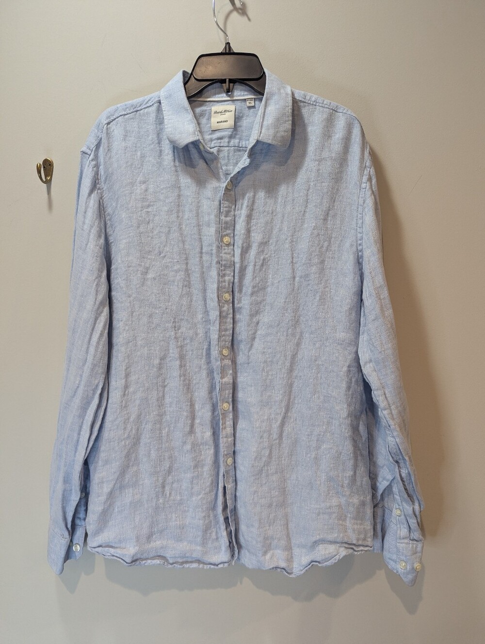 Baird McNutt Linen Murano Pale Blue Long Sleeve Button Down Casual Size XL